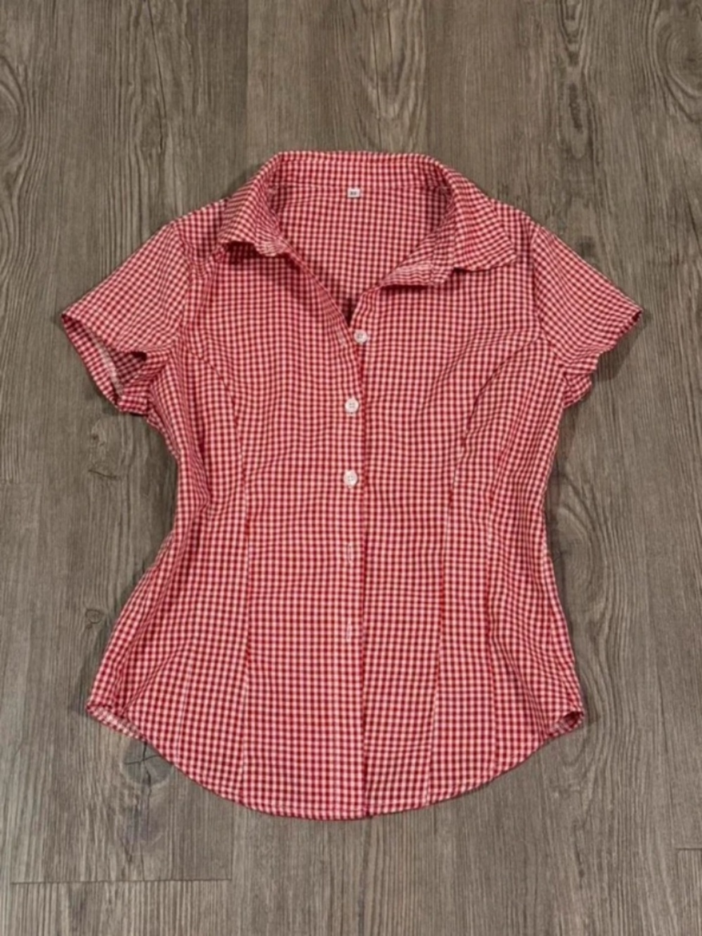 Red Gingham Button Up Top